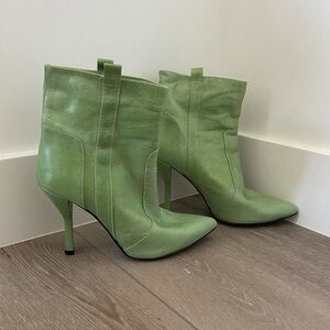 Green Noe of Antwerp High Heeled Leather Boots Made in Italy sz 6.5